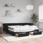 Casa si Gradina - Mobilier - Paturi si accesorii - Paturi - Pat de zi cu extensie si sertare, negru, 80x200 cm, catifea - Infinity.ro