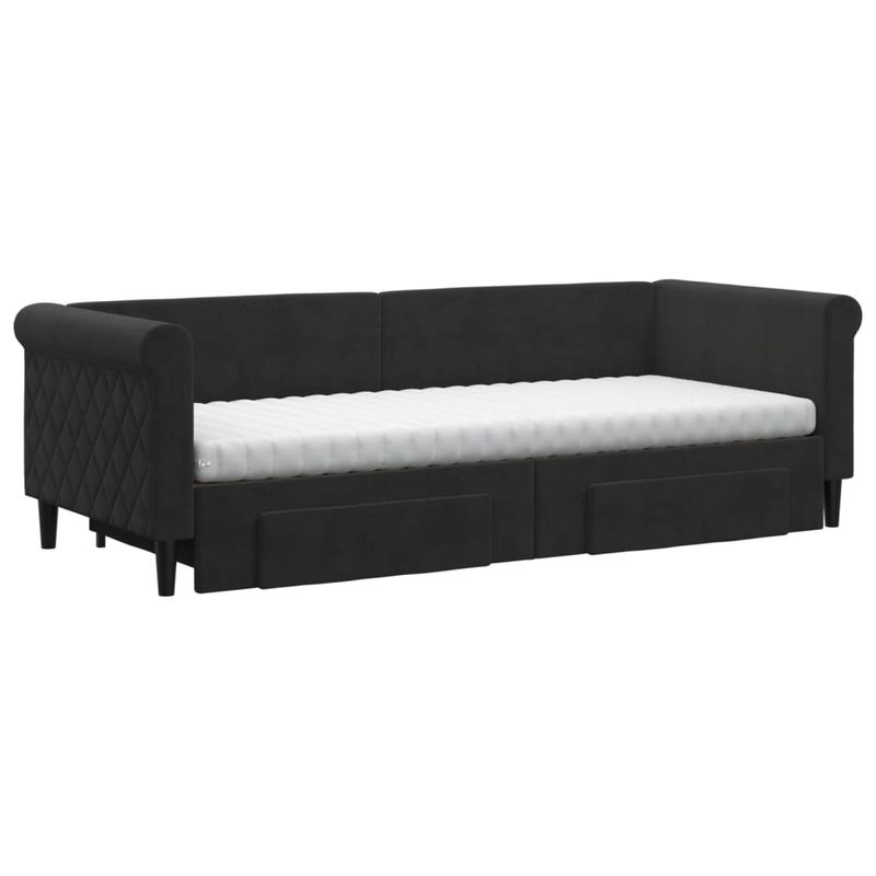 Casa si Gradina - Mobilier - Paturi si accesorii - Paturi - Pat de zi cu extensie si sertare, negru, 80x200 cm, catifea - Infinity.ro