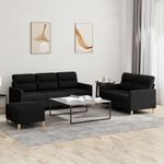 Casa si Gradina - Mobilier - Seturi de mobilier - Seturi living - Set de canapele cu perne, 3 piese, negru, textil - Infinity.ro