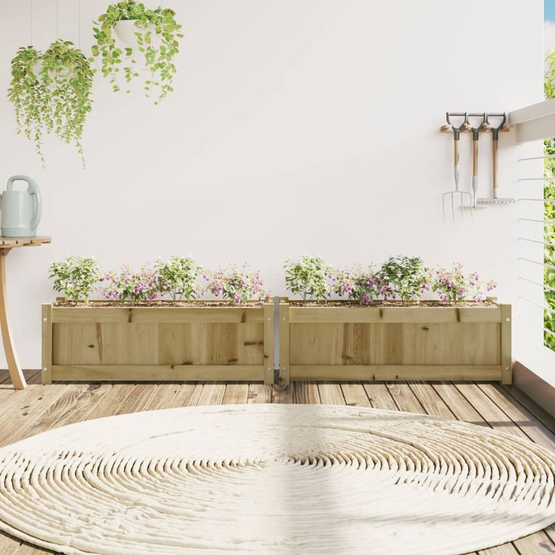 Casa si Gradina - Gradinarit si plante - Plante si ghivece - Ghivece si suporturi - Jardiniere de gradina , 2 buc., lemn de pin impregnat - Infinity.ro