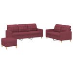 Casa si Gradina - Mobilier - Seturi de mobilier - Seturi living - Set canapea cu perne, 3 piese, rosu vin, material textil - Infinity.ro