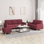 Casa si Gradina - Mobilier - Seturi de mobilier - Seturi living - Set canapea cu perne, 3 piese, rosu vin, material textil - Infinity.ro