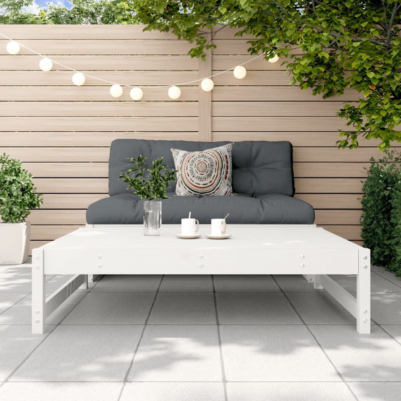 Casa si Gradina - Gradina si terasa - Mobilier exterior - Canapele si fotolii gradina - Taburet de gradina, 120x80 cm, alb, lemn masiv de pin - Infinity.ro