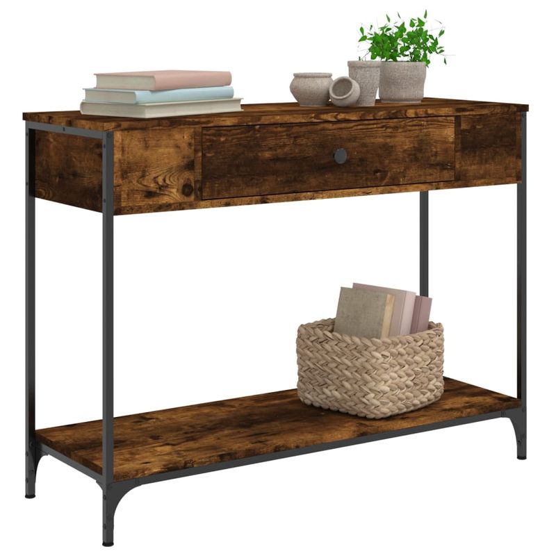 Casa si Gradina - Mobilier - Comode si corpuri - Console - Masuta consola, stejar fumuriu, 100x34,5x75 cm, lemn prelucrat - Infinity.ro