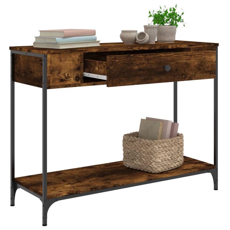 Casa si Gradina - Mobilier - Comode si corpuri - Console - Masuta consola, stejar fumuriu, 100x34,5x75 cm, lemn prelucrat - Infinity.ro