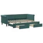 Casa si Gradina - Mobilier - Paturi si accesorii - Paturi - Pat de zi cu extensie si sertare verde inchis 80x200 cm catifea - Infinity.ro