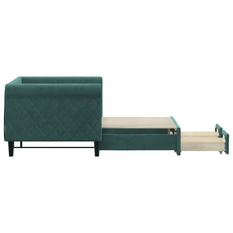 Casa si Gradina - Mobilier - Paturi si accesorii - Paturi - Pat de zi cu extensie si sertare verde inchis 80x200 cm catifea - Infinity.ro