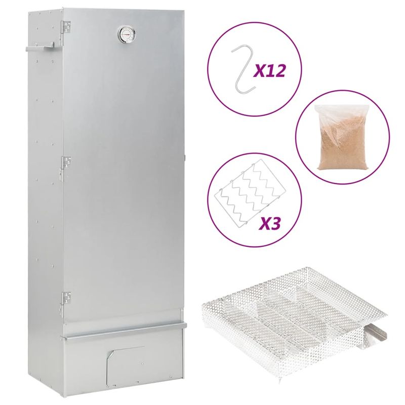 Casa si Gradina - Gradina si terasa - Gratare si accesorii - Gratare de gradina - Afumatoare cuptor/gratar, generator fum rece, otel galvanizat, mărime 44.5x29x110 cm (21x21x4.5 cm), model fără fereastră - Infinity.ro