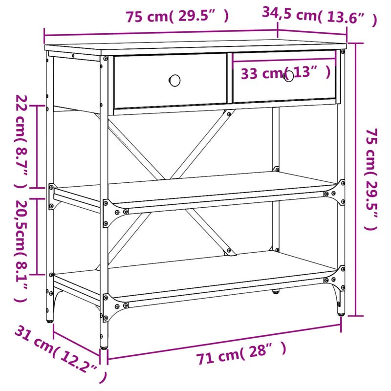 Casa si Gradina - Mobilier - Comode si corpuri - Console - Masa consola, stejar sonoma, 75x34,5x75 cm, lemn prelucrat - Infinity.ro