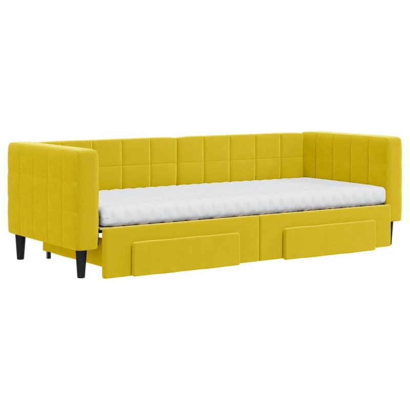 Casa si Gradina - Mobilier - Paturi si accesorii - Paturi - Pat de zi cu extensie si sertare, galben, 80x200 cm, catifea - Infinity.ro
