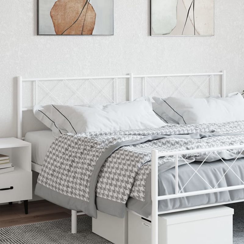 Casa si Gradina - Mobilier - Paturi si accesorii - Accesorii paturi - Tablie de pat metalica, alb, 200 cm - Infinity.ro
