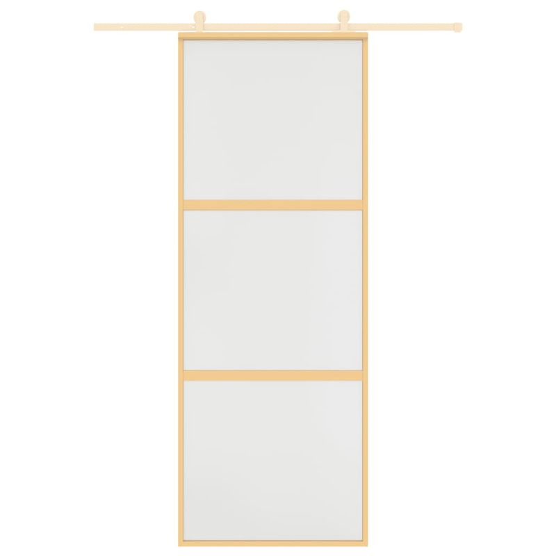 Casa si Gradina - Constructii - Usi interior, exterior si garaj - Usi interior - Usa glisanta, auriu, 76x205 cm, sticla ESG mata si aluminiu - Infinity.ro