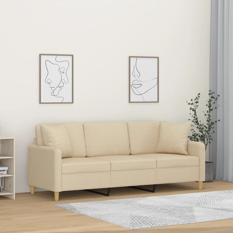 Casa si Gradina - Mobilier - Canapele si coltare - Canapele - Canapea cu 3 locuri cu pernute, crem, 180 cm, textil - Infinity.ro
