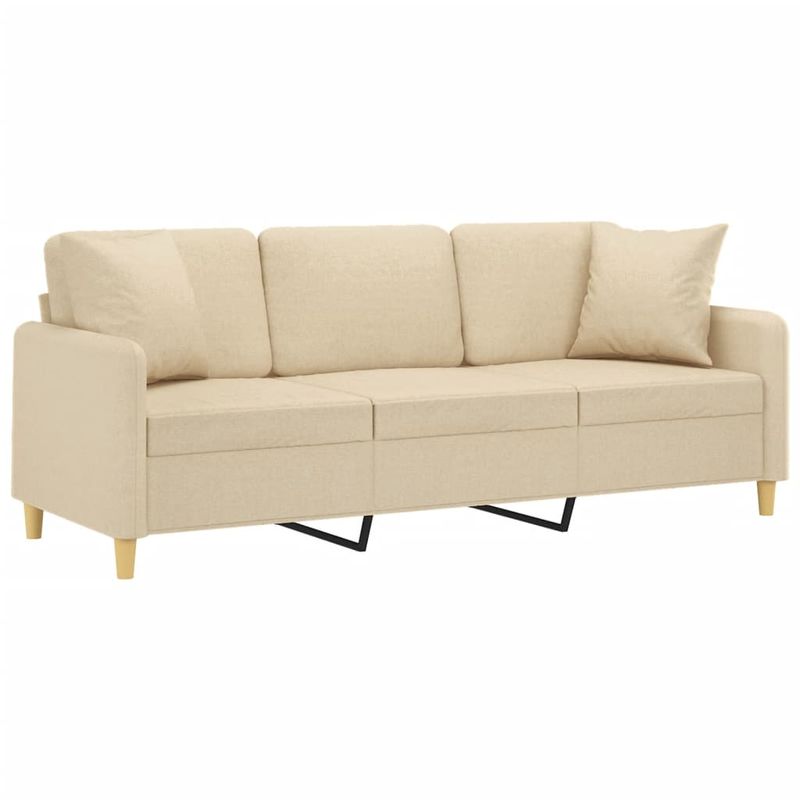 Casa si Gradina - Mobilier - Canapele si coltare - Canapele - Canapea cu 3 locuri cu pernute, crem, 180 cm, textil - Infinity.ro