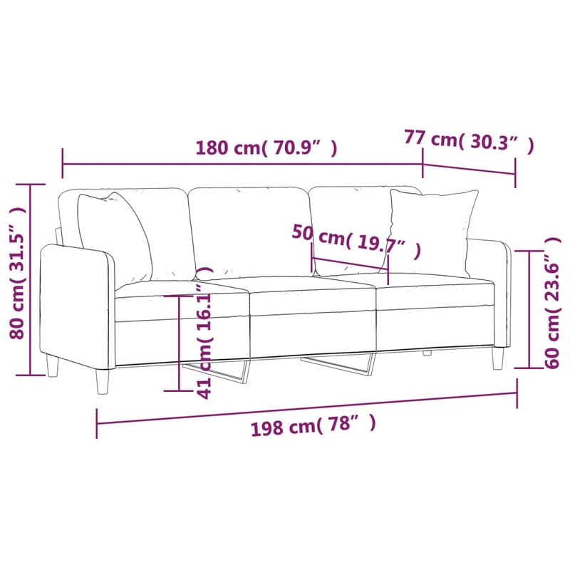 Casa si Gradina - Mobilier - Canapele si coltare - Canapele - Canapea cu 3 locuri cu pernute, crem, 180 cm, textil - Infinity.ro