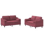 Casa si Gradina - Mobilier - Canapele si coltare - Canapele - Set canapea cu perne, 2 piese, rosu vin, material textil - Infinity.ro