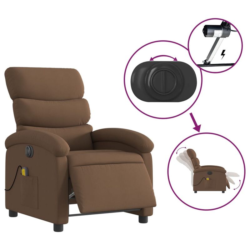 Ingrijire personala si Cosmetice - Sanatate si wellness - Articole wellness - Fotolii de masaj - Fotoliu electric de masaj rabatabil, maro, textil - Infinity.ro