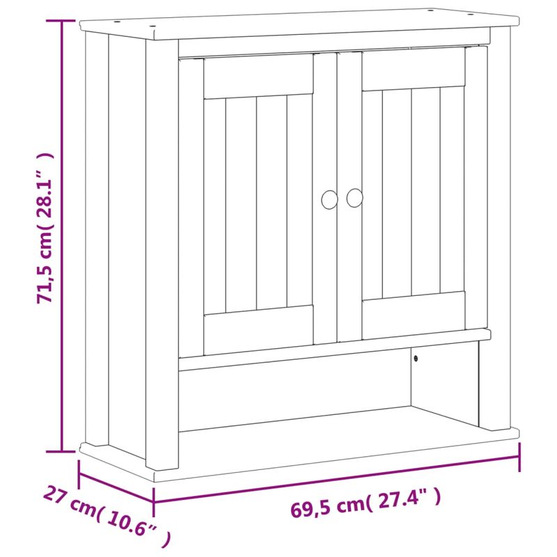 Casa si Gradina - Mobilier - Mobilier baie - Comode baie - Dulap de baie de perete "BERG" alb, 69,5x27x71,5 cm, lemn masiv - Infinity.ro