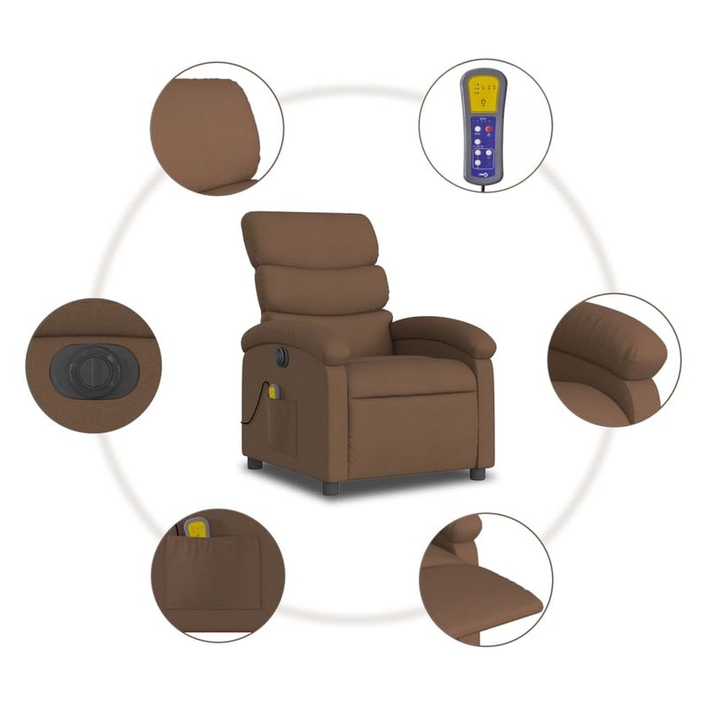Ingrijire personala si Cosmetice - Sanatate si wellness - Articole wellness - Fotolii de masaj - Fotoliu electric de masaj rabatabil, maro, textil - Infinity.ro