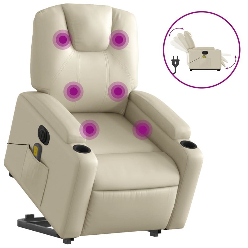 Ingrijire personala si Cosmetice - Sanatate si wellness - Articole wellness - Fotolii de masaj - Fotoliu electric masaj rabatabil cu ridicare, crem - Infinity.ro