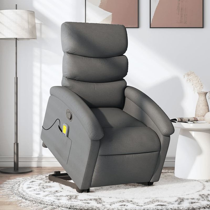 Ingrijire personala si Cosmetice - Sanatate si wellness - Articole wellness - Fotolii de masaj - Fotoliu de masaj rabatabil cu ridicare, gri inchis, textil - Infinity.ro