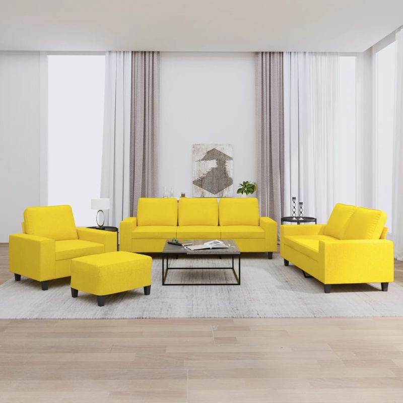 Casa si Gradina - Mobilier - Seturi de mobilier - Seturi living - Set de canapele, 4 piese, galben deschis, textil - Infinity.ro