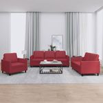 Casa si Gradina - Mobilier - Seturi de mobilier - Seturi living - Set de canapele cu perne, 3 piese, rosu vin, piele ecologica - Infinity.ro