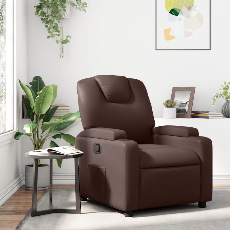 Casa si Gradina - Mobilier - Scaune si fotolii - Fotolii - Fotoliu rabatabil, maro, piele ecologica - Infinity.ro