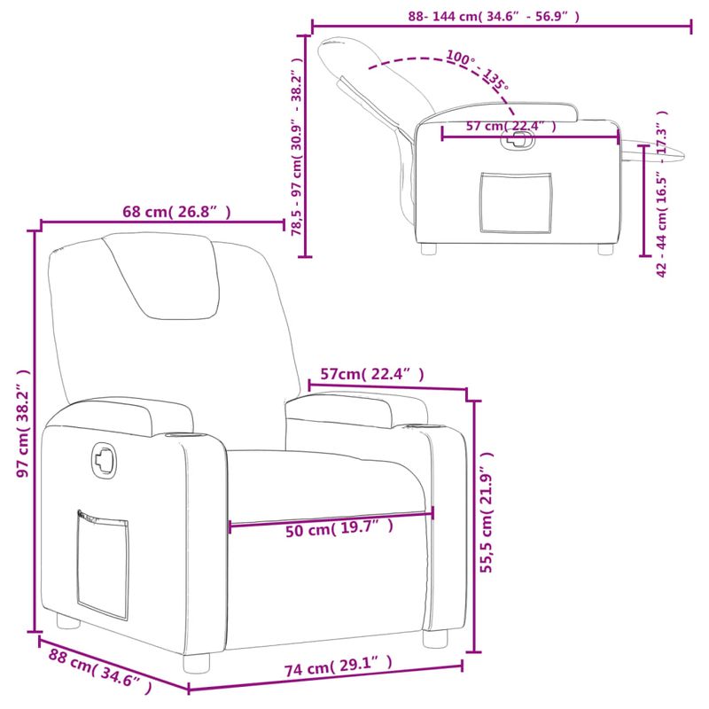 Casa si Gradina - Mobilier - Scaune si fotolii - Fotolii - Fotoliu rabatabil, maro, piele ecologica - Infinity.ro
