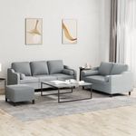 Casa si Gradina - Mobilier - Seturi de mobilier - Seturi living - Set de canapele cu perne, 3 piese, gri deschis, textil - Infinity.ro