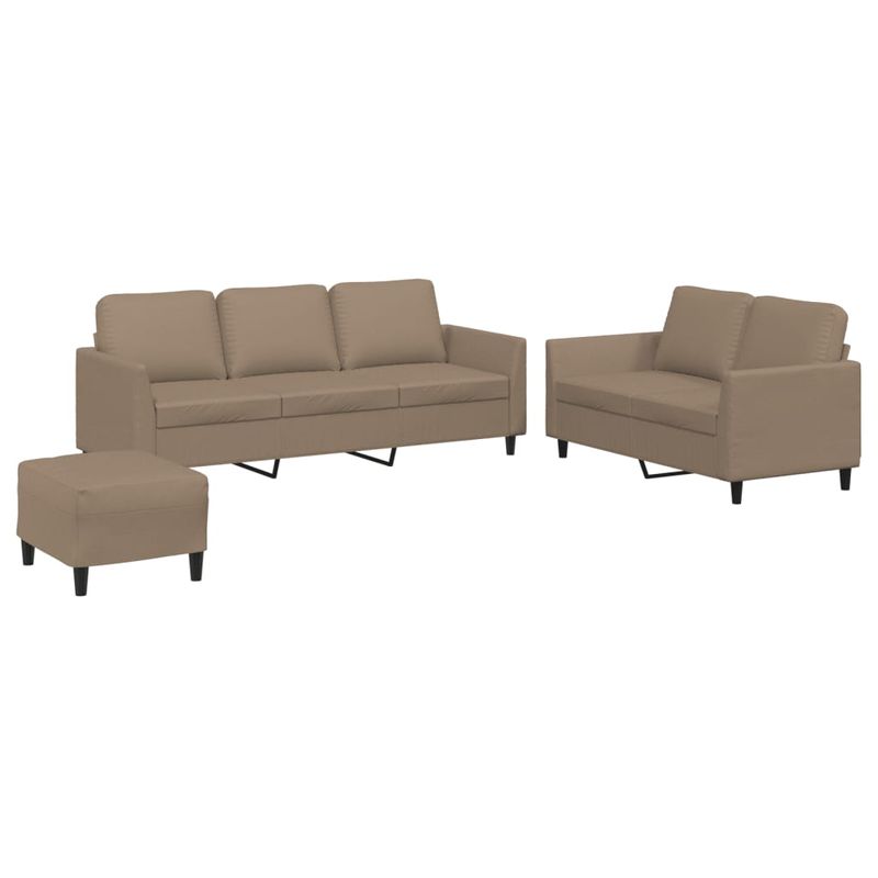 Casa si Gradina - Mobilier - Seturi de mobilier - Seturi living - Set de canapele cu perne, 3 piese, cappuccino, piele ecologica - Infinity.ro