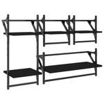Casa si Gradina - Mobilier - Biblioteci si rafturi - Rafturi - Set rafturi perete cu bare, 4 buc. negru lemn prelucrat - Infinity.ro