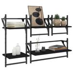 Casa si Gradina - Mobilier - Biblioteci si rafturi - Rafturi - Set rafturi perete cu bare, 4 buc. negru lemn prelucrat - Infinity.ro