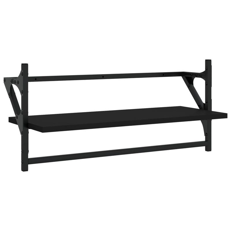 Casa si Gradina - Mobilier - Biblioteci si rafturi - Rafturi - Set rafturi perete cu bare, 4 buc. negru lemn prelucrat - Infinity.ro