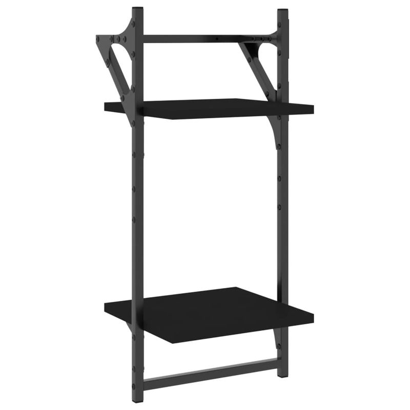 Casa si Gradina - Mobilier - Biblioteci si rafturi - Rafturi - Set rafturi perete cu bare, 4 buc. negru lemn prelucrat - Infinity.ro