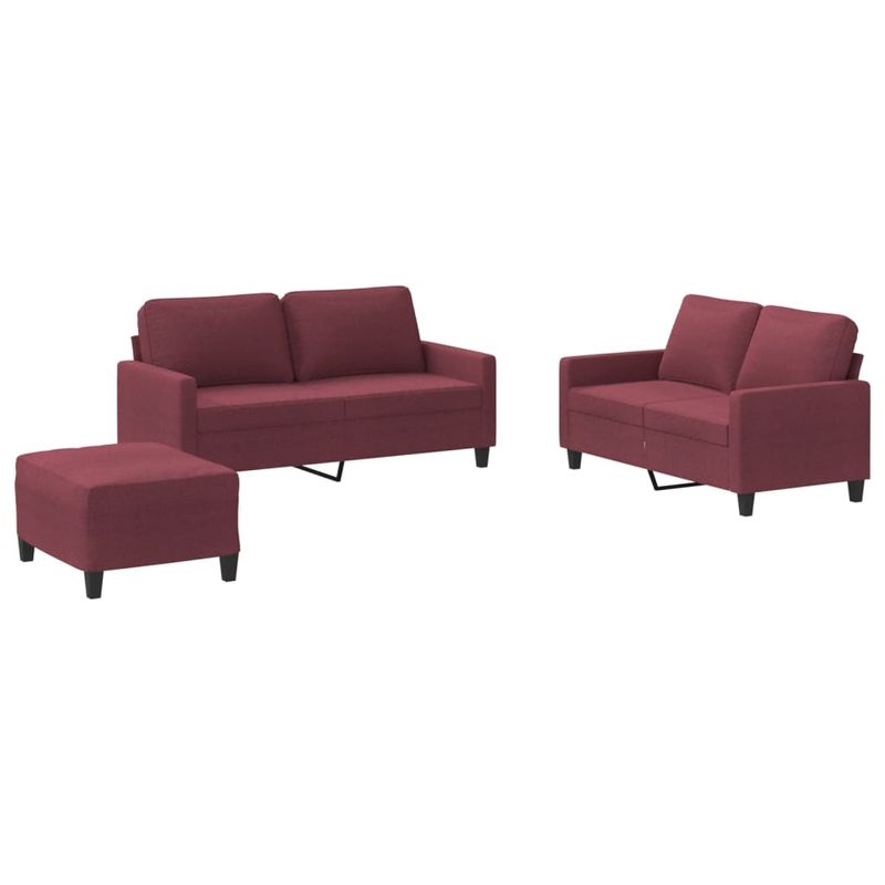 Casa si Gradina - Mobilier - Seturi de mobilier - Seturi living - Set canapea cu perne, 3 piese, rosu vin, material textil - Infinity.ro