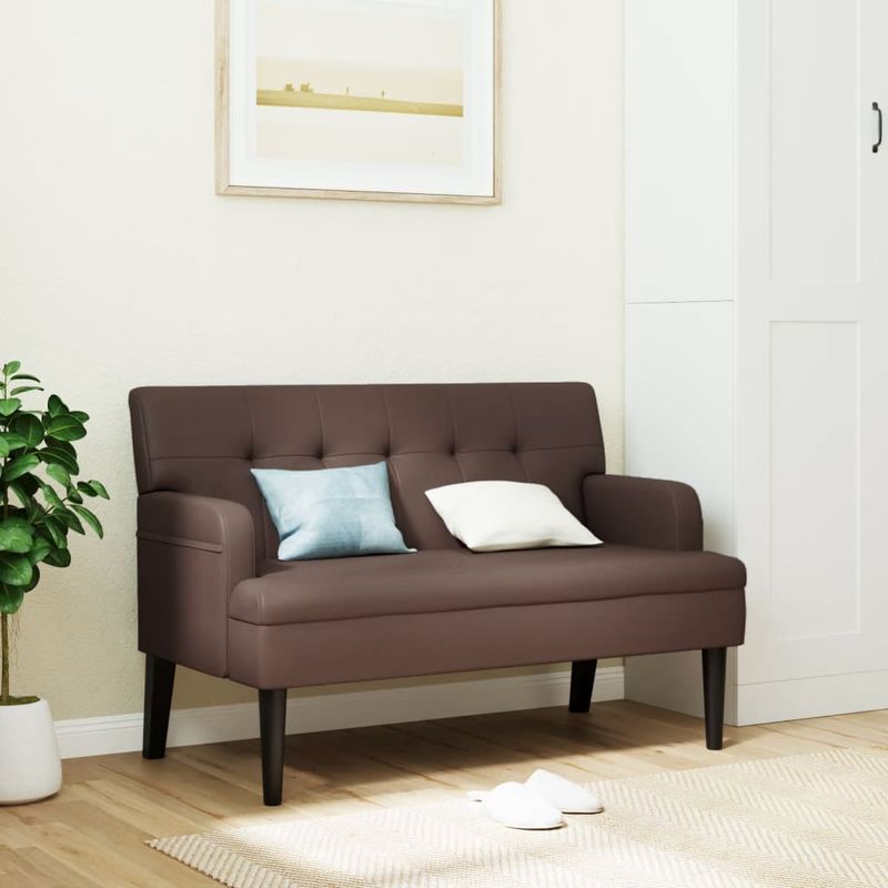 Casa si Gradina - Mobilier - Canapele si coltare - Banchete - Bancheta cu spatar, maro, 112x65,5x75 cm, piele ecologica - Infinity.ro