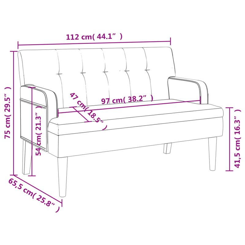 Casa si Gradina - Mobilier - Canapele si coltare - Banchete - Bancheta cu spatar, maro, 112x65,5x75 cm, piele ecologica - Infinity.ro