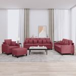 Casa si Gradina - Mobilier - Seturi de mobilier - Seturi living - Set canapea cu perne, 4 piese, rosu vin, material textil - Infinity.ro