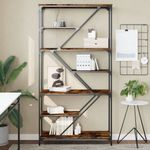 Casa si Gradina - Mobilier - Biblioteci si rafturi - Biblioteci - Biblioteca, stejar fumuriu, 91x36x176 cm, lemn prelucrat/otel - Infinity.ro