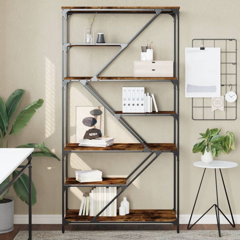 Casa si Gradina - Mobilier - Biblioteci si rafturi - Biblioteci - Biblioteca, stejar fumuriu, 91x36x176 cm, lemn prelucrat/otel - Infinity.ro