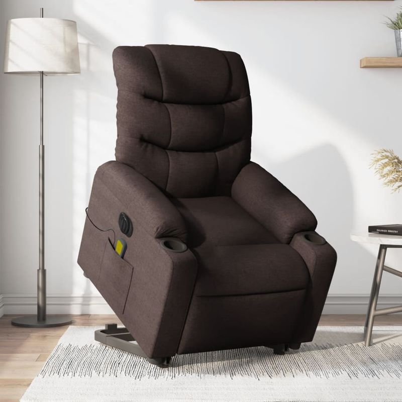 Ingrijire personala si Cosmetice - Sanatate si wellness - Articole wellness - Fotolii de masaj - Fotoliu electric masaj rabatabil cu ridicare maro inchis textil - Infinity.ro