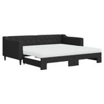 Casa si Gradina - Mobilier - Paturi si accesorii - Paturi - Pat de zi cu extensie si saltele, negru, 90x190 cm, textil - Infinity.ro
