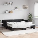 Casa si Gradina - Mobilier - Paturi si accesorii - Paturi - Pat de zi cu extensie si saltele, negru, 90x190 cm, textil - Infinity.ro