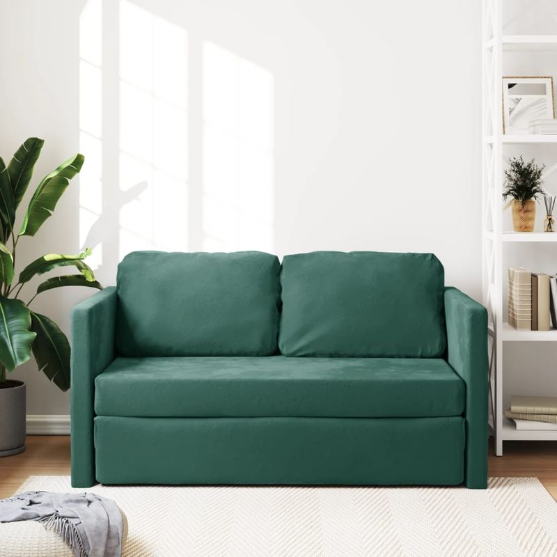 Casa si Gradina - Mobilier - Canapele si coltare - Canapele - Canapea extensibila de podea 2 in 1, verde inchis, 122x204x55cm - Infinity.ro