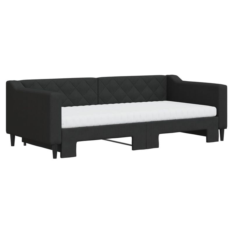 Casa si Gradina - Mobilier - Paturi si accesorii - Paturi - Pat de zi cu extensie si saltele, negru, 90x190 cm, textil - Infinity.ro