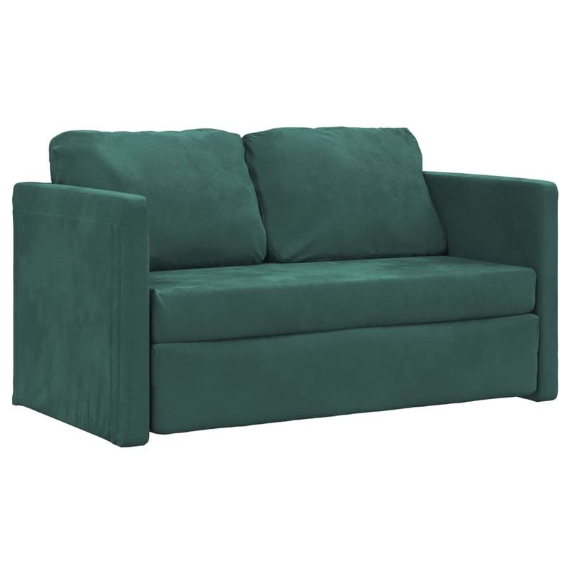 Casa si Gradina - Mobilier - Canapele si coltare - Canapele - Canapea extensibila de podea 2 in 1, verde inchis, 122x204x55cm - Infinity.ro