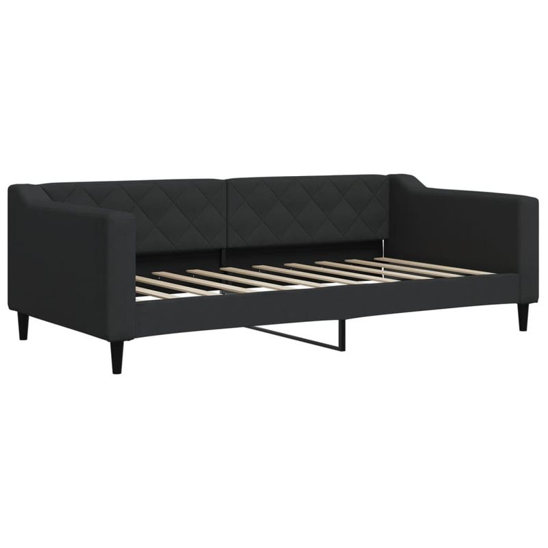 Casa si Gradina - Mobilier - Paturi si accesorii - Paturi - Pat de zi cu extensie si saltele, negru, 90x190 cm, textil - Infinity.ro