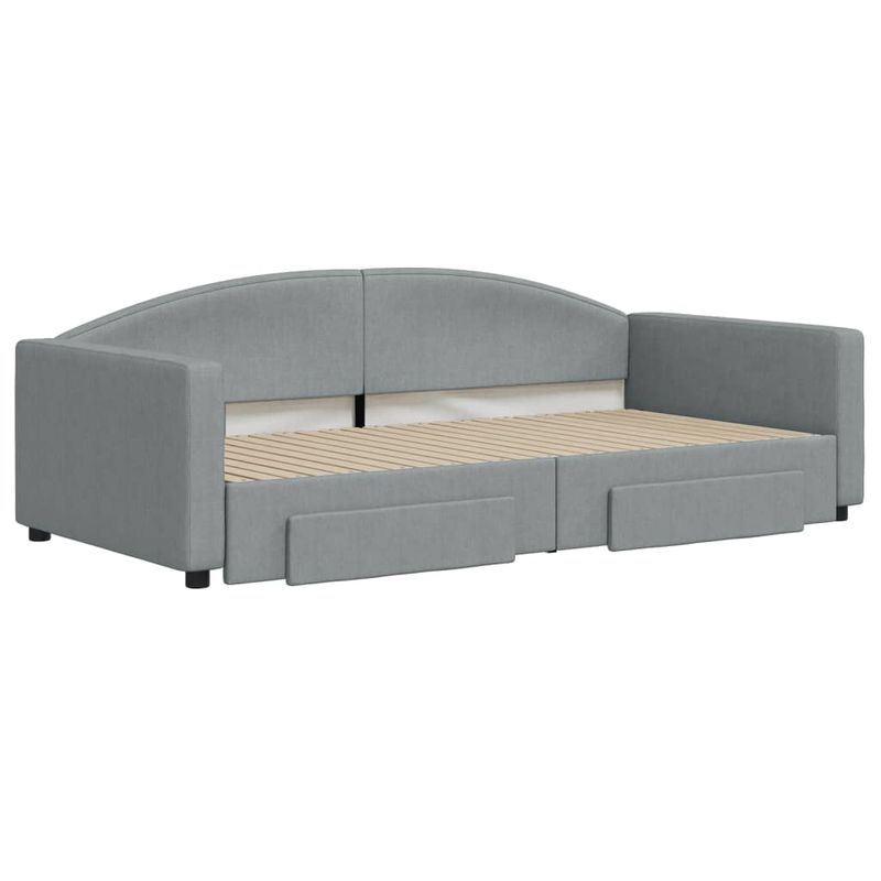 Casa si Gradina - Mobilier - Paturi si accesorii - Paturi - Pat de zi cu extensie si sertare, gri deschis 100x200 cm textil - Infinity.ro