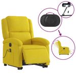 Ingrijire personala si Cosmetice - Sanatate si wellness - Articole wellness - Fotolii de masaj - Fotoliu de masaj electric rabatabil cu ridicare galben, catifea - Infinity.ro